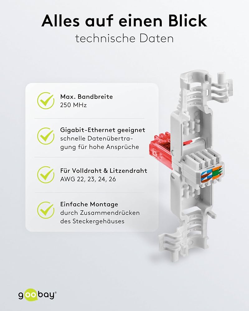 Amazon.co.jp: Goobay 44738工具不要のRJ45ネットワークコネクタ